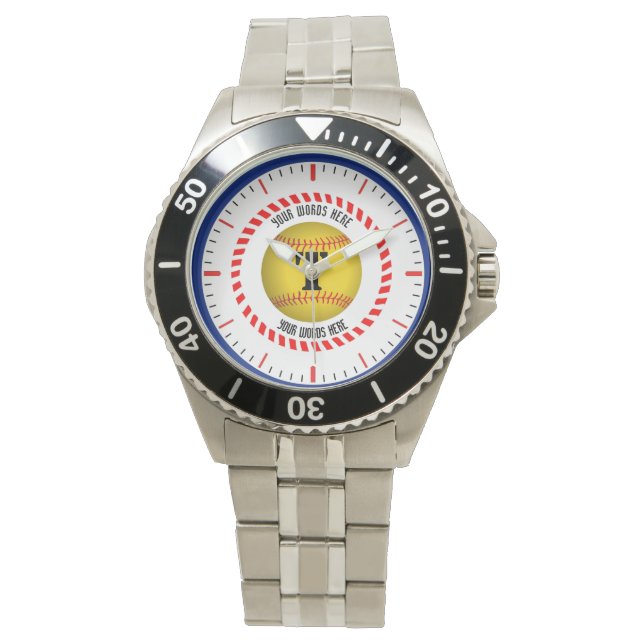Custom Softball Team Stainless Steel Watch Armbanduhr (Vorderseite)