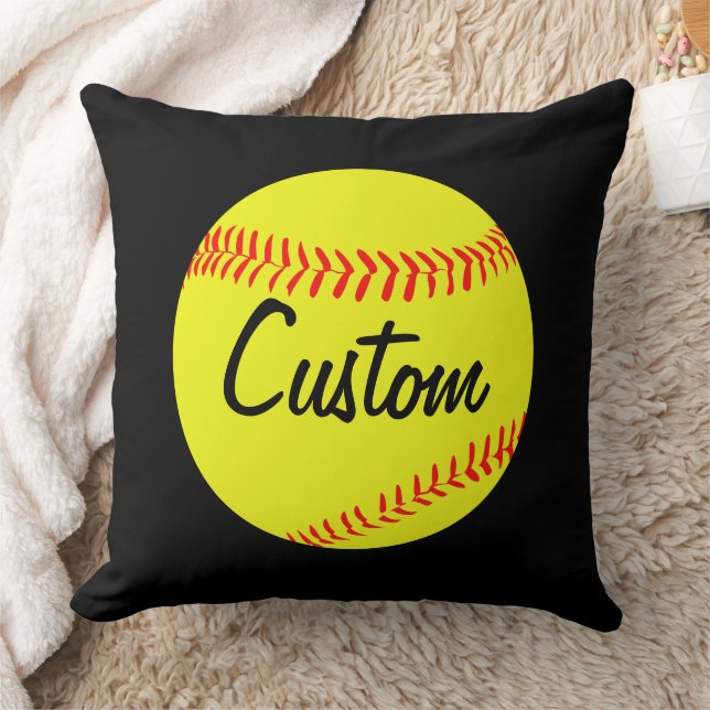 Custom Softball Throw Pillow Kissen (Decke)