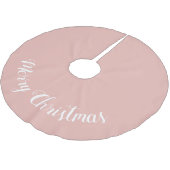 Custom Solid Millennial Pink Frohe Weihnachten Polyester Weihnachtsbaumdecke (Schrägansicht)