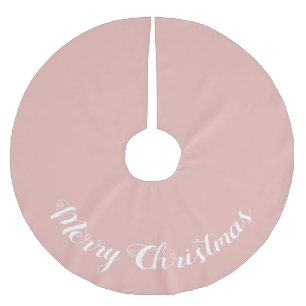 Custom Solid Millennial Pink Frohe Weihnachten Polyester Weihnachtsbaumdecke