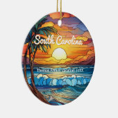 Custom South Carolina Trip Imitate Festes Glas Keramik Ornament (Rechts)