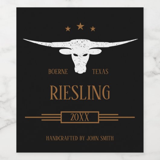 Custom Southwest Longhorn Weinetikett (Einzelnes Label)