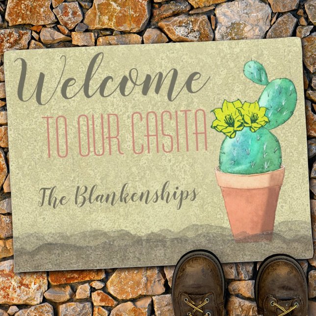 Custom Southwest Watercolor Cactus WELCOME Doormat Fußmatte (Von Creator hochgeladen)