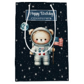 Custom Space Bear Geschenktasche für Boy Celebrati Mittlere Geschenktüte (Vorderseite)