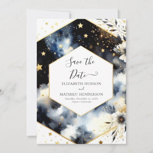 Custom Space Celestial Wedding Save The Date (Vorderseite)
