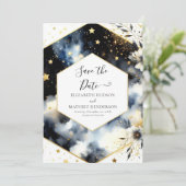 Custom Space Celestial Wedding Save The Date (Stehend Vorderseite)