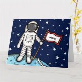 Custom Spaceman Astronaut Cosmonaut Geburtstagskar Karte (Gelbe Blume)