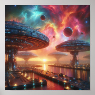 Custom Spaceport Docking Wall Poster