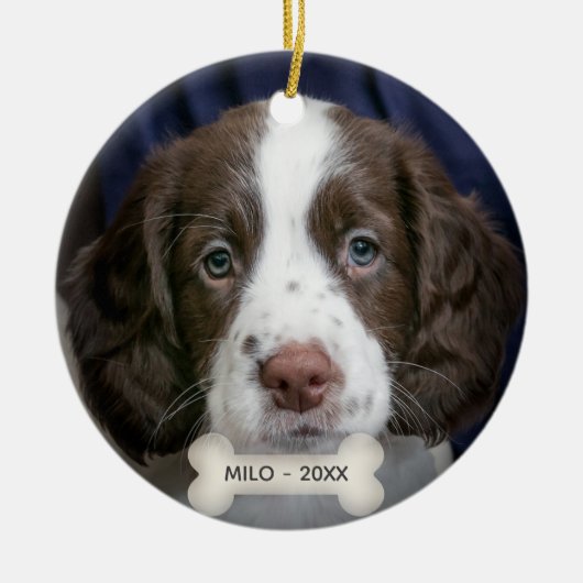 Custom Spanel Puppy Dog Foto Keramik Ornament (Vorne)