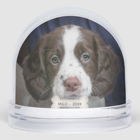 Custom Spanel Puppy Dog Foto Schneekugeln (Vorderseite)