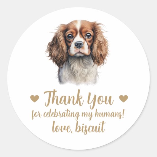 Custom Spaniel Gastgeschenk Hochzeit Stickers (Vorderseite)