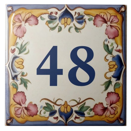 Custom Spanish Design House Number Sign Plaque Fliese (Vorderseite)