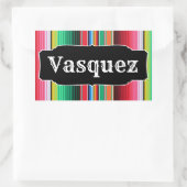 Custom Spanish Serape Mexican Blanket Personalisie Rechteckiger Aufkleber (Tasche)