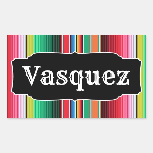 Custom Spanish Serape Mexican Blanket Personalisie Rechteckiger Aufkleber (Vorderseite)
