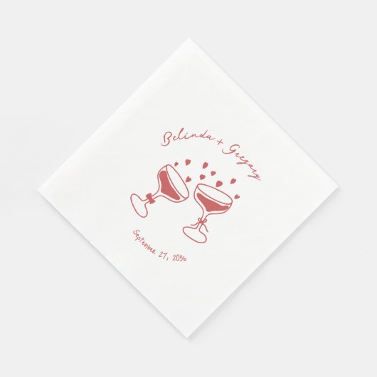 Custom Sparkling Cocktail Cheers Doodles Wedding Serviette (Ecke)