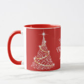Custom Sparkling White Red Christmas Tree Holiday Tasse (Links)