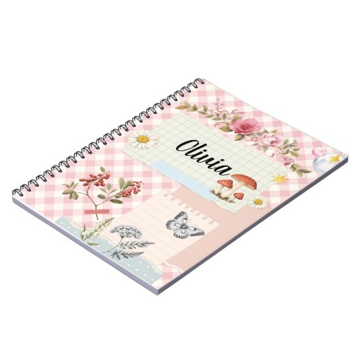 Custom Spiral Foto Notebook mit Pink Checkered & Notizblock (Linke Seite)