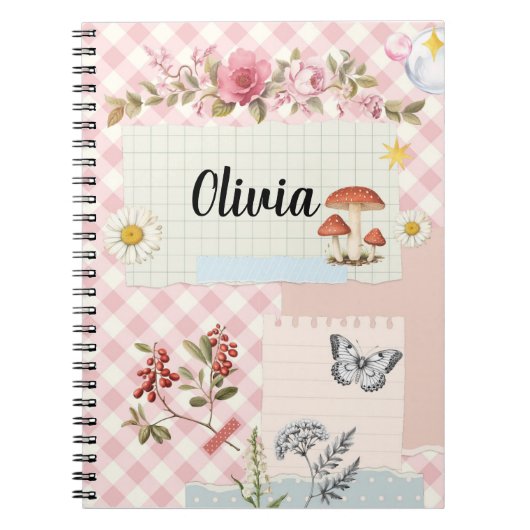 Custom Spiral Foto Notebook mit Pink Checkered & Notizblock (Vorderseite)