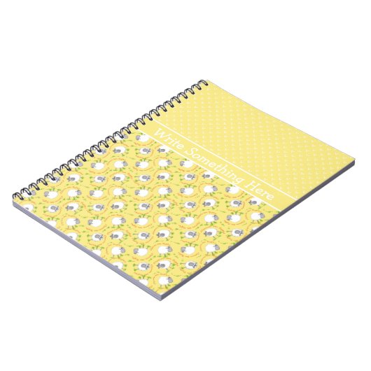 Custom Spiral Notebook: Gelb, Fun Sheep Muster Notizblock (Linke Seite)