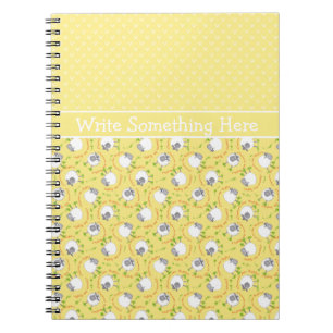 Custom Spiral Notebook: Gelb, Fun Sheep Muster Notizblock