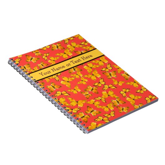 Custom Spiral Notebook, Golden Butterfels on Red Notizblock (Rechte Seite)