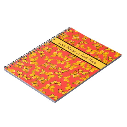 Custom Spiral Notebook, Golden Butterfels on Red Notizblock (Linke Seite)