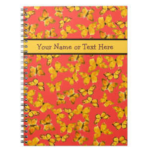 Custom Spiral Notebook, Golden Butterfels on Red Notizblock