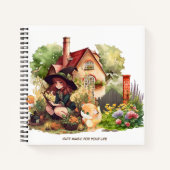 Custom Spiral Notebook | Niedliche Hexe und Fuchs Notizblock (Vorderseite)