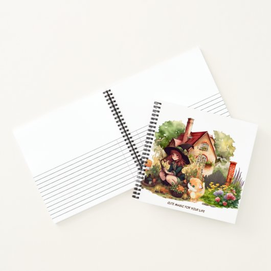 Custom Spiral Notebook | Niedliche Hexe und Fuchs Notizblock (Innenseite)