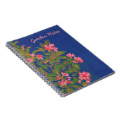 Custom Spiral Notebook, Pink Japonica auf blau Notizblock (Rechte Seite)