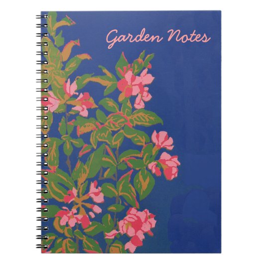 Custom Spiral Notebook, Pink Japonica auf blau Notizblock (Vorderseite)