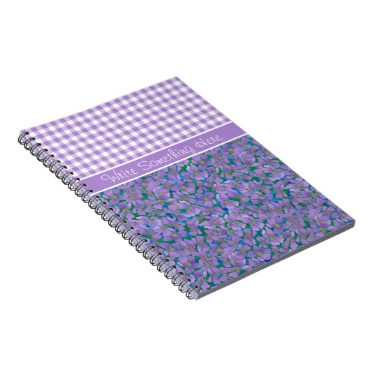 Custom Spiral Notebook, Violets und Karo Gingham Notizblock (Rechte Seite)