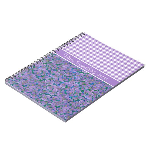 Custom Spiral Notebook, Violets und Karo Gingham Notizblock (Linke Seite)