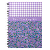 Custom Spiral Notebook, Violets und Karo Gingham Notizblock (Vorderseite)