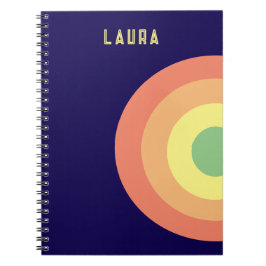 Custom Spiral Notebook-Ziel Regenbogen blau, peach Notizblock