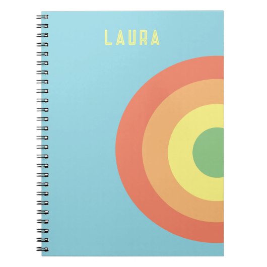 Custom Spiral Notebook-Ziel Regenbogen blau, peach Notizblock (Vorderseite)