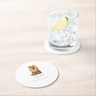 Custom Spitz Pet Wedding Runder Pappuntersetzer