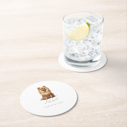 Custom Spitz Pet Wedding Runder Pappuntersetzer (Vor Ort)