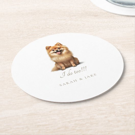 Custom Spitz Pet Wedding Runder Pappuntersetzer (Angewinkelt)