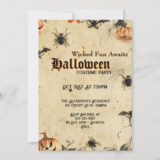 Custom Spookoky Halloween Kostüm Party Einladung (Vorderseite)