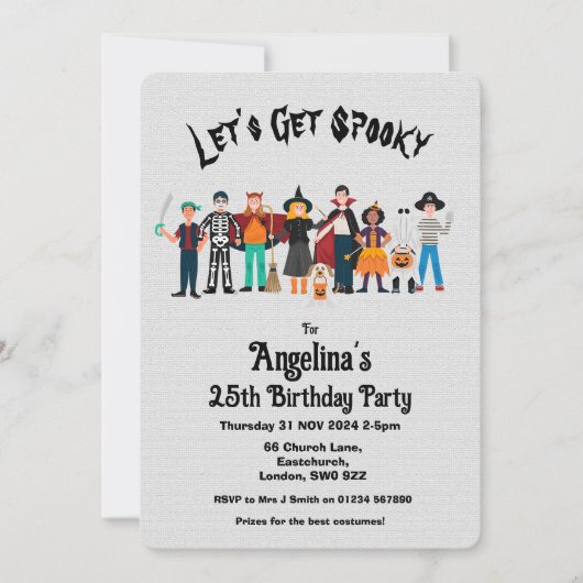 Custom Spookosh Halloween Geburtstagskleidung Part Einladung (Vorderseite)