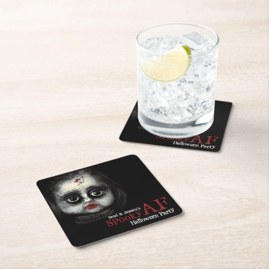 Custom Spooky AF Halloween Party  Rechteckiger Pappuntersetzer (Vor Ort)