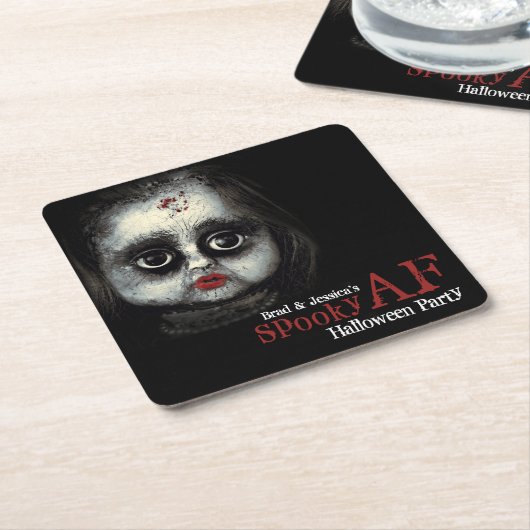 Custom Spooky AF Halloween Party  Rechteckiger Pappuntersetzer (angewinkelt)