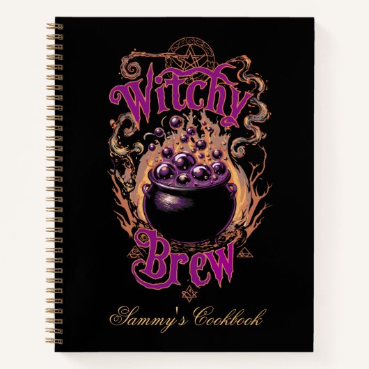 Custom Spooky Halloween Black Cauldron Hexenbraun Notizblock (Vorderseite)