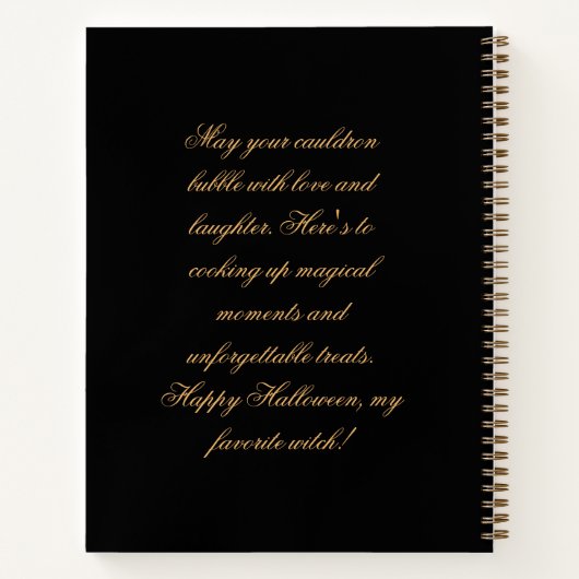 Custom Spooky Halloween Black Cauldron Hexenbraun Notizblock (Rückseite)