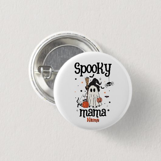 Custom Spooky Mama Halloween - Geist, Katze, Pumpk Button (Vorne & Hinten)