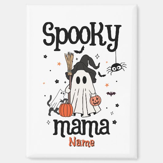 Custom Spooky Mama Halloween - Geist, Katze, Pumpk Magnet (Vorderseite)