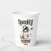 Custom Spooky Mama Halloween - Geist, Katze, Pumpk Pappbecher (Rückseite)
