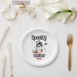 Custom Spooky Mama Halloween - Geist, Katze, Pumpk Pappteller