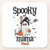 Custom Spooky Mama Halloween - Geist, Katze, Pumpk Rechteckiger Pappuntersetzer (Vorderseite)
